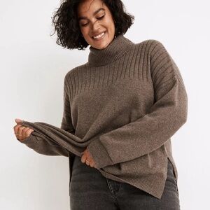 Madewell Hickory Turtleneck Sweater Brown Size XXS Women’s Wool Blend Side Slits